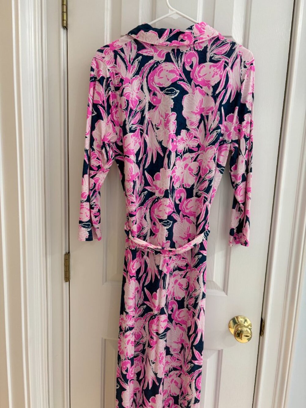 Lilly Pulitzer Holloway Maxi Dress Inky Navy Flamingo - Size L - Picture 7 of 8